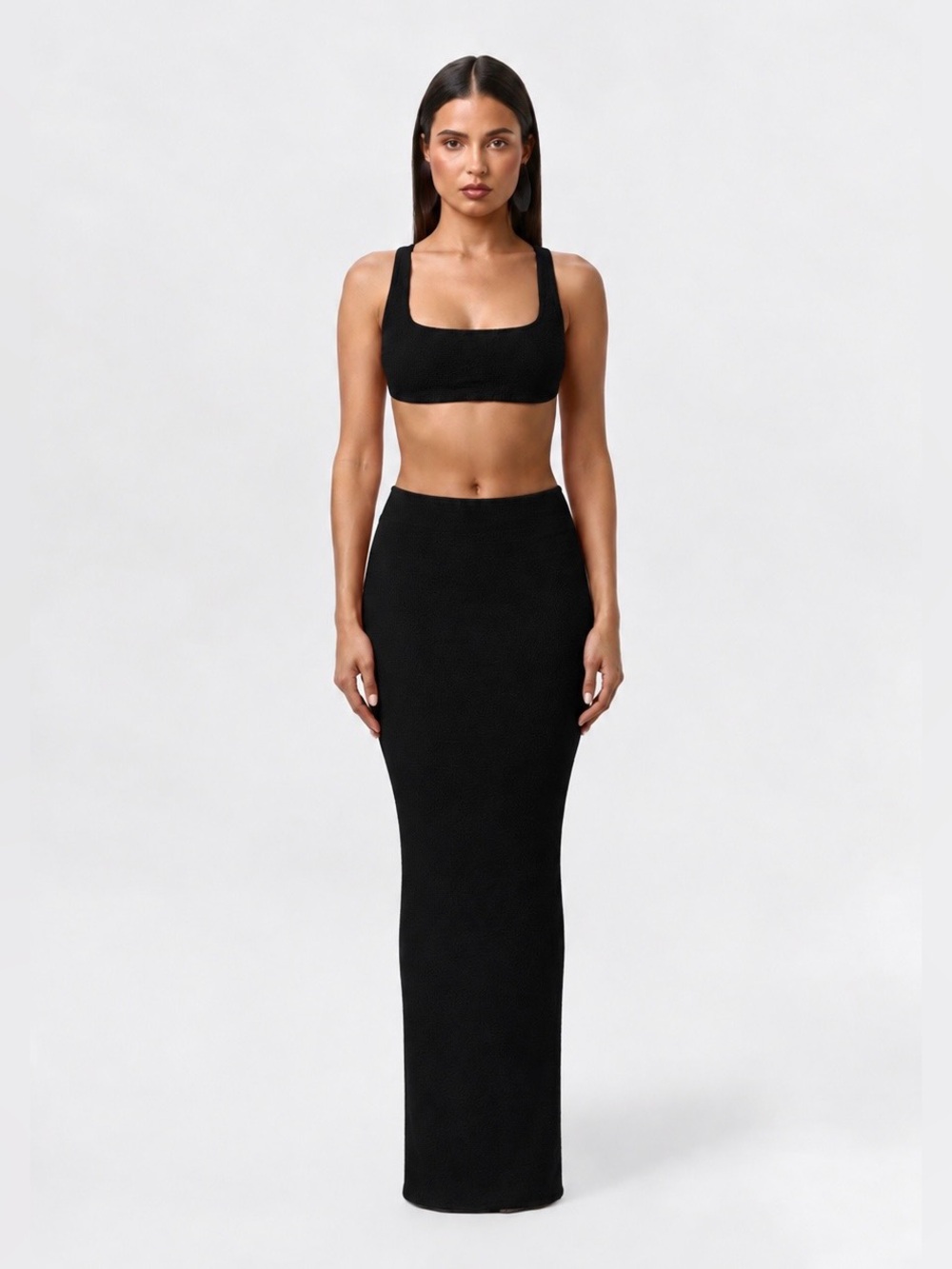 Naked Wardrobe NW Bra Top and Maxi Skirt Set Black